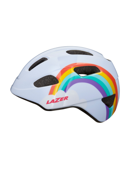 Hjälm Lazer Pnut Kineticore regnbåge 46-52cm (grönt spänne)